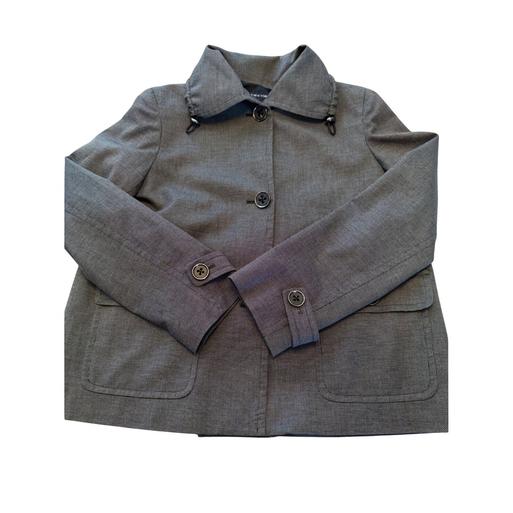 Jones New York Signature Grey Stretch Cotton Utility Jacket Blazer Womens 6